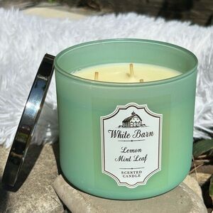 Bath & Body Works Lemon Mint Leaf 3 Wick Candle by White Barn NEW